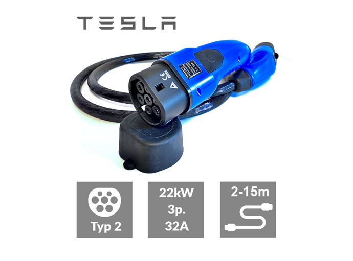 Tesla-Kabel Typ2, 2-15m (bis 22kW)